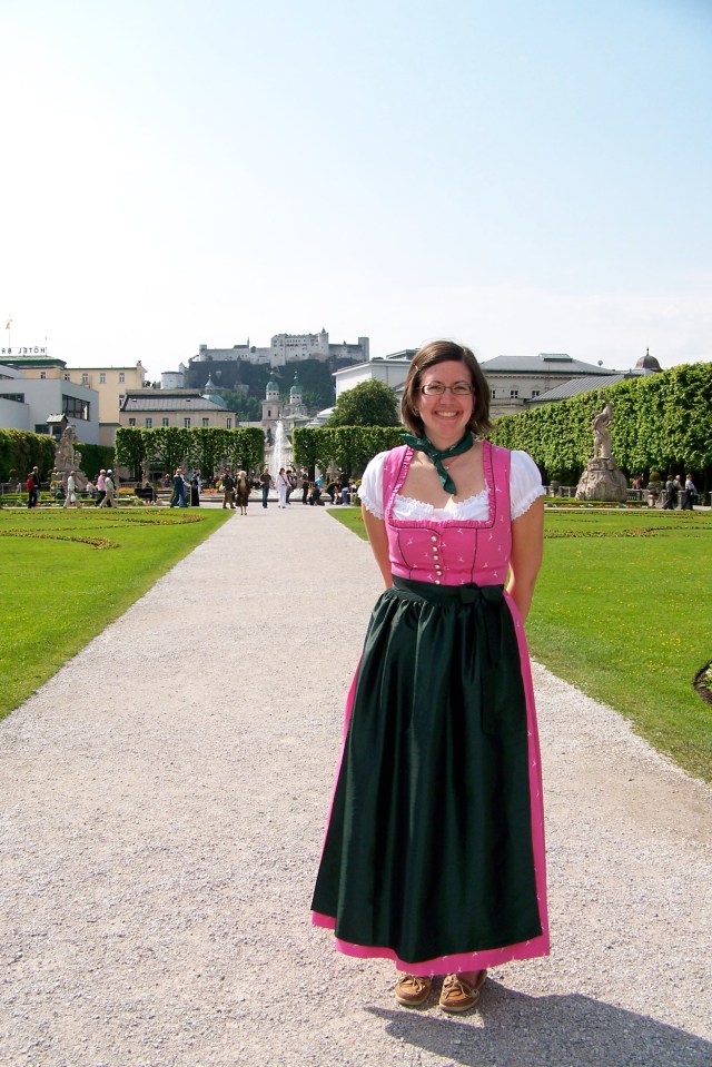 In Salzburg wearing my dirndl