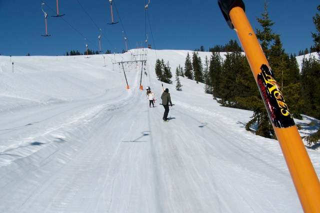 Riding the t-bar lift