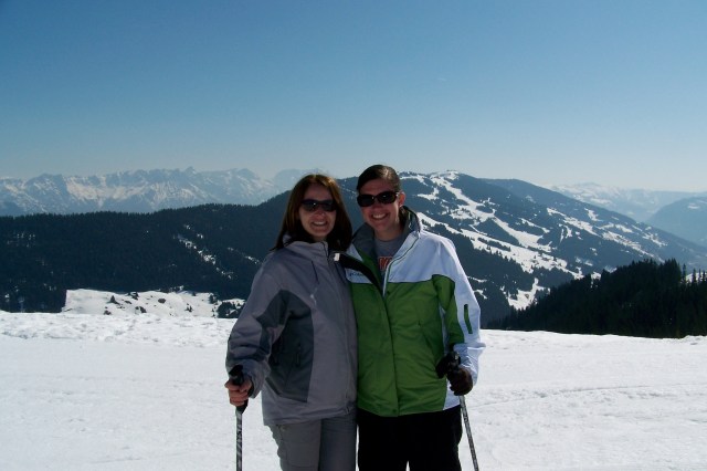 Heidi and I posing with the mountains
