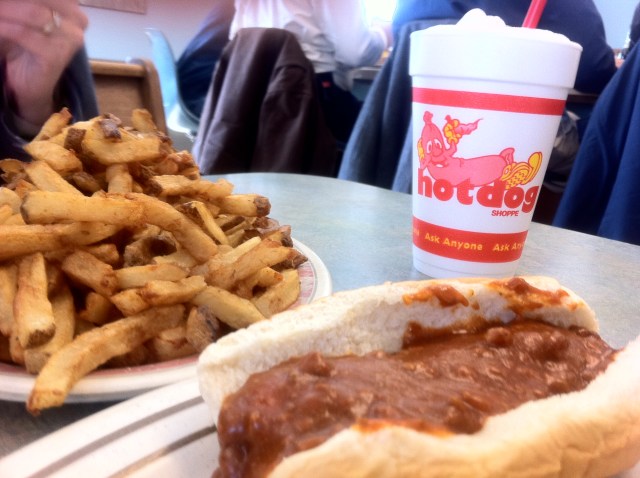 Hot Dog Shoppe meal